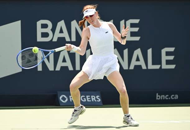 July 29, 2025, Montreal, Pq, Canada: Maya Joint, of Australia, plays a shot to Leylah Fernandez, of Canada, during their first round match at the National Bank Open tennis tournament in Montreal, Tuesday, July 29, 2025. Leylah Fernandez, Maya Joint, - ZUMAc35_ 20250729_zaf_c35_040 Copyright: xGrahamxHughesx