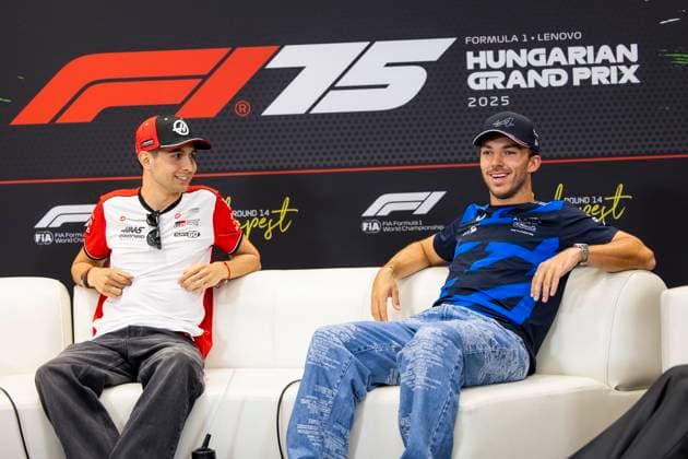 F1 - HUNGARIAN GRAND PRIX 2025 press conference, PK, Pressekonferenz OCON Esteban (fra), Haas F1 Team VF-25, GASLY Pierre (fra), Alpine F1 Team A525, portrait during the 2025 Formula 1 Lenovo Hungarian Grand Prix, 14th round of the 2025 FIA Formula One World Championship, WM, Weltmeisterschaft from August 1 to 3, 2025 on the Hungaroring, in Mogyorod, Hungary - MogyorodHungary Copyright: xJulienxDelfossex