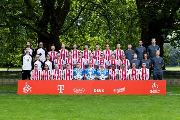Google Pixel Womens Bundesliga, team photo and portrait date 31 07 2025 Back row from left Sven Gruel Co Coach 1 FC Köln , Marc Ernzer Goalkeeper Coach 1 FC Köln , Laura Vogt 1 FC Köln, 8 , Pauline Bremer 1 FC Köln, 11 , Anna Lena Stolze 1 FC Köln, 7 , Amelie Bohnen 1 FC Köln, 15 , Weronika Zawistowska 1 FC Köln, 10 , Sylwia Matysik 1 FC Köln, 20 , Julia Schiffarth 1 FC Köln, 22 , Sebastian Kirschbaum Team Manager 1 FC Köln , Max Beyer Team Doctor 1 FC Köln Middle row from left Noah Eberhardt Co Coach 1 FC Köln , Jaqueline Dünker Co Coach 1 FC Köln , Britta Carlson Coach 1 FC Köln , Marina Hegering 1 FC Köln, 33 , Sara Agrez 1 FC Köln, 4 , Taylor Ziemer 1 FC Köln, 18 , Sara Agrez 1 FC Köln, 4 , Adriana Achcinska 1 FC Köln, 9 , Martyna Wiankowska 1 FC Köln, 26 , Zoe Hasenauer 1 FC Köln, 16 , Inga Wester Physiotherapist 1 FC Köln , Maike Stollenwerk Physiotherapist 1 FC Köln , Michael Bröckelmann Physiotherapist 1 FC Köln Front row from left Laura Donhauser 1 FC Köln, 25 , Ella Touon 1 FC Köln, 24 , Dora Zeller 1 FC Köln, 19 , Anna Gerhardt 1 FC Köln, 21 , Lisa Schmitz 1 FC Köln, 1 , Paula Hoppe 1 FC Köln, 12 , Aurora Mikalsen 1 FC Köln, 23 , Lydia Andrade 1 FC Köln, 17 , Laura Feiersinger 1 FC Köln, 27 , Vanessa Leimenstoll 1 FC Köln, 29 , Carlotta Imping 1 FC Köln, 14 Google Pixel Womens Bundesliga, team photo and portrait appointment season 2025 26, Cologne, Platz 2 on 31 07 2025 Copyright: xBEAUTIFULxSPORTS Wunderlx