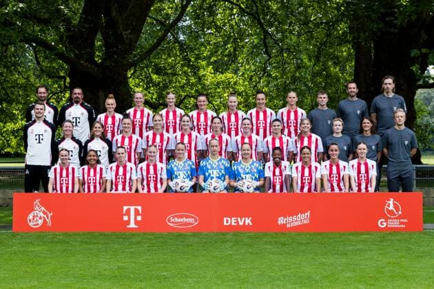 Google Pixel Womens Bundesliga, team photo and portrait date 31 07 2025 Back row from left Sven Gruel Co Coach 1 FC Köln , Marc Ernzer Goalkeeper Coach 1 FC Köln , Laura Vogt 1 FC Köln, 8 , Pauline Bremer 1 FC Köln, 11 , Anna Lena Stolze 1 FC Köln, 7 , Amelie Bohnen 1 FC Köln, 15 , Weronika Zawistowska 1 FC Köln, 10 , Sylwia Matysik 1 FC Köln, 20 , Julia Schiffarth 1 FC Köln, 22 , Sebastian Kirschbaum Team Manager 1 FC Köln , Max Beyer Team Doctor 1 FC Köln Middle row from left Noah Eberhardt Co Coach 1 FC Köln , Jaqueline Dünker Co Coach 1 FC Köln , Britta Carlson Coach 1 FC Köln , Marina Hegering 1 FC Köln, 33 , Sara Agrez 1 FC Köln, 4 , Taylor Ziemer 1 FC Köln, 18 , Sara Agrez 1 FC Köln, 4 , Adriana Achcinska 1 FC Köln, 9 , Martyna Wiankowska 1 FC Köln, 26 , Zoe Hasenauer 1 FC Köln, 16 , Inga Wester Physiotherapist 1 FC Köln , Maike Stollenwerk Physiotherapist 1 FC Köln , Michael Bröckelmann Physiotherapist 1 FC Köln Front row from left Laura Donhauser 1 FC Köln, 25 , Ella Touon 1 FC Köln, 24 , Dora Zeller 1 FC Köln, 19 , Anna Gerhardt 1 FC Köln, 21 , Lisa Schmitz 1 FC Köln, 1 , Paula Hoppe 1 FC Köln, 12 , Aurora Mikalsen 1 FC Köln, 23 , Lydia Andrade 1 FC Köln, 17 , Laura Feiersinger 1 FC Köln, 27 , Vanessa Leimenstoll 1 FC Köln, 29 , Carlotta Imping 1 FC Köln, 14 Google Pixel Womens Bundesliga, team photo and portrait appointment season 2025 26, Cologne, Platz 2 on 31 07 2025 Copyright: xBEAUTIFULxSPORTS Wunderlx