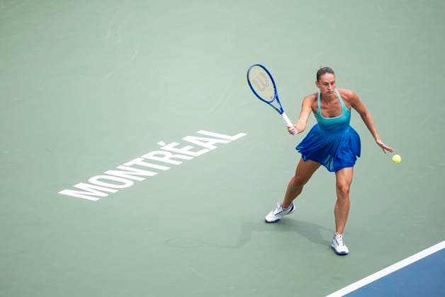 July 31, 2025, Montreal, Pq, CANADA: Marta Kostyuk, of Ukraine, hits a return against Daria Kasatkina, of Australia, during third round tennis action at the National Bank Open tennis tournament in Montreal on Thursday, July 31, 2025. Canada News - July 31, 2025 - ZUMAc35_ 20250731_zaf_c35_046 Copyright: xChristopherxKatsarovx