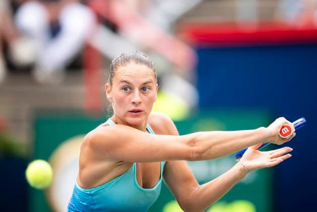 July 31, 2025, Montreal, Pq, CANADA: Marta Kostyuk, of Ukraine, hits a return against Daria Kasatkina, of Australia, during third round tennis action at the National Bank Open tennis tournament in Montreal on Thursday, July 31, 2025. Canada News - July 31, 2025 - ZUMAc35_ 20250731_zaf_c35_049 Copyright: xChristopherxKatsarovx