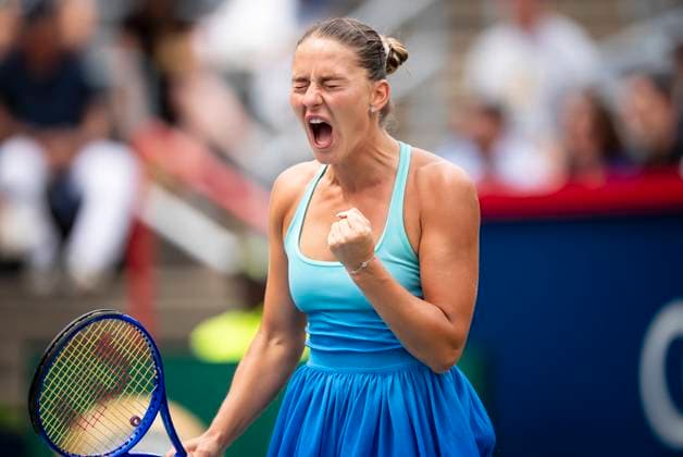 July 31, 2025, Montreal, Pq, CANADA: Marta Kostyuk, of Ukraine, reacts during third round tennis action against Daria Kasatkina, of Australia, at the National Bank Open tennis tournament in Montreal on Thursday, July 31, 2025. Canada News - July 31, 2025 - ZUMAc35_ 20250731_zaf_c35_052 Copyright: xChristopherxKatsarovx