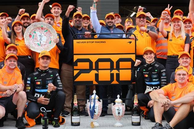 August 3, 2025, Piombino, Piombino, Italy: 81 Oscar Piastri And 4 Lando Norris Of The Team Mclaren Formula 1 Team, Mclaren Mercedes MCL39,In Celebrating 200TH The Victory ,They Face The Race ,During Fia Formula One World Championship, WM, Weltmeisterschaft F1 Hungarian Grand Prix 2025, 03 August , In Budapest,Hungary Piombino Italy - ZUMAb336 20250803_zsp_b336_016 Copyright: xLucaxBarsalix