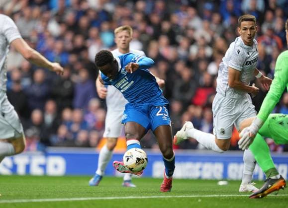 Djeidi Gassama of Rangers scores to give Rangers a 1-0 lead. Rangers v Viktoria Plzen, UEFA Champions League, 3rd Qualifying Round, First Leg, Football, Ibrox Stadium, Glasgow, Scotland, UK - 05 Aug 2025Glasgow Ibrox Stadium Scotland United Kingdom EDITORIAL USE ONLY No use with unauthorised audio, video, data, fixture lists, club league logos or live services. Online in-match use limited to 120 images, no video emulation. No use in betting, games or single club league player publications. Copyright: xStuartxWallace Shutterstockx 15428174d
