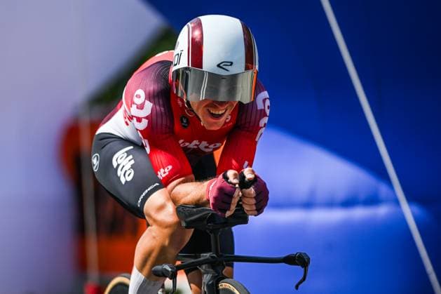 82nd Tour De Pologne 2025 - Stage 7 WIELICZKA, POLAND AUGUST 10: Lionel Taminiaux of Belgium, riding for Lotto Team, races through the final kilometer of Stage 7, a 12.5 km individual time trial from Wieliczka to Wieliczka, during the 82nd Tour de Pologne, in Wieliczka, Lesser Poland Voivodeship, Poland, on August 10, 2025. Wieliczka Poland Copyright: xArturxWidakx originalFilename:widak-82ndtour250810_np63Z.jpg
