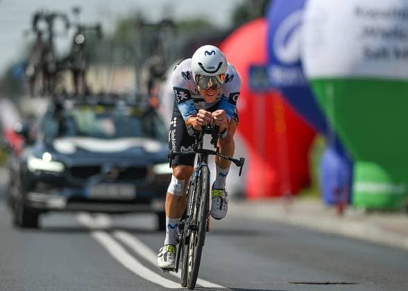 82nd Tour De Pologne 2025 - Stage 7 WIELICZKA, POLAND AUGUST 10: Gonzalo Serrano of Spain, riding for Movistar Team, races through the final kilometer of Stage 7, a 12.5 km individual time trial from Wieliczka to Wieliczka, during the 82nd Tour de Pologne, in Wieliczka, Lesser Poland Voivodeship, Poland, on August 10, 2025. Wieliczka Poland Copyright: xArturxWidakx originalFilename:widak-82ndtour250810_npSUs.jpg