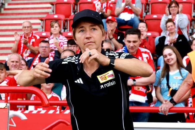 DEU, 2 BL, Frauen, 1 FC Union vs Real Madrid, 17 08 2025, Stadion Alte Foersterei, Berlin, DEU, 2 BL, Frauen, 1 FC Union vs Real Madrid, im Bild Cheftrainerin Ailien Poese 1 FC Union Berlin DFL regulations prohibit any use of Photographs as image sequences and or quasi video nordphotoxGmbHx xEngler nph00076