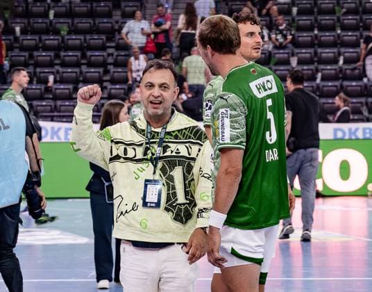 Also Bob Hanning Managing Director, Fuechse Berlin celebrates Supercup victory GER, Fuechse Berlin vs THW Kiel, Handball, HBL Supercup 2025, Final, 23 08 2025 GER, Fuechse Berlin vs THW Kiel, Handball, HBL Supercup 2025, Final, 23 08 2025 Munich Copyright: xEibner-Pressefoto HeikexFeinerx EP_HFR