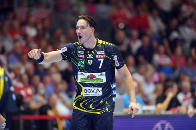 Robert Timmermeister Rhein Neckar Loewen 7 , GER, MT Melsungen Rhein Neckar Loewen, Handball, 1 Bundesliga, 1 Matchday, Season 2025 2026, 29 08 2025, GER, MT Melsungen Rhein Neckar Loewen, Handball, 1 Bundesliga, 1 Matchday, Season 2025 2026, 29 08 2025 Kassel Copyright: xEibner-Pressefotox xRolandxSippelx EP_RSL
