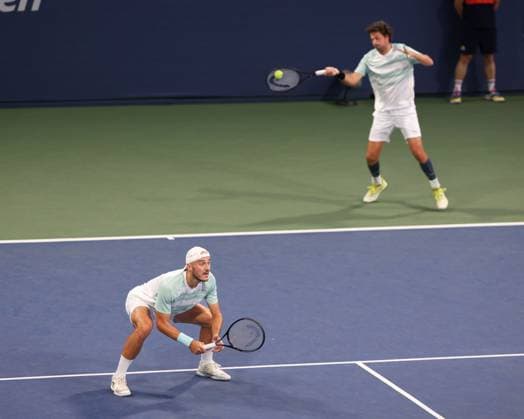 Constantin Frantzen Cap , Robin Haase, Mens Doubles, Gentlemens Doubles, US Open Championships 2023, USTA Billie Jean King National Tennis Center, Flushing Meadows, New York, USA Constantin Frantzen, Robin Haase, Mens Doubles, Gentlemens Doubles, US Open Championships 2023, USTA Billie Jean King National Tennis Center, Flushing Meadows, New York, USA Copyright: xJuergenxHasenkopfx