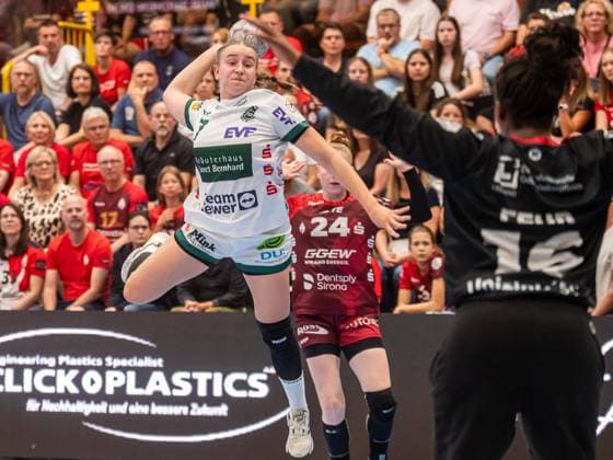 Lea Watzl Frisch Auf Women, 07 from outside, HSG Bensheim Auerbach vs Frisch Auf Goeppingen, Handball, 1 Bundesliga, Season 2025 2026, 06 09 2025 HSG Bensheim Auerbach vs Frisch Auf Goeppingen, Handball, 1 Bundesliga, Season 2025 2026, 06 09 2025 Bensheim Copyright: xMichaelxSchmidt Eibner-Pressefotx EP_MST