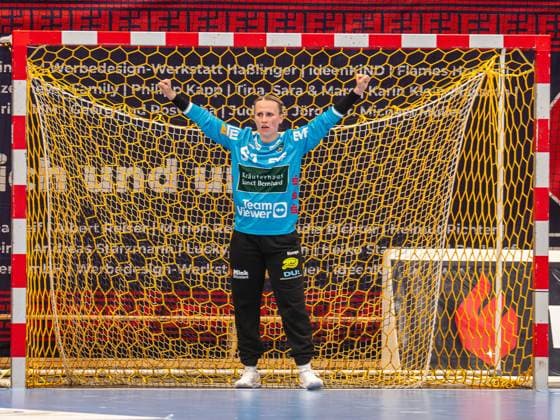 Celina Meissner Frisch Auf Frauen, 61 cheers after a goal, HSG Bensheim Auerbach vs Frisch Auf Goeppingen, Handball, 1 Bundesliga, Season 2025 2026, 06 09 2025 HSG Bensheim Auerbach vs Frisch Auf Goeppingen, Handball, 1 Bundesliga, Season 2025 2026, 06 09 2025 Bensheim Copyright: xMichaelxSchmidt Eibner-Pressefotx EP_MST