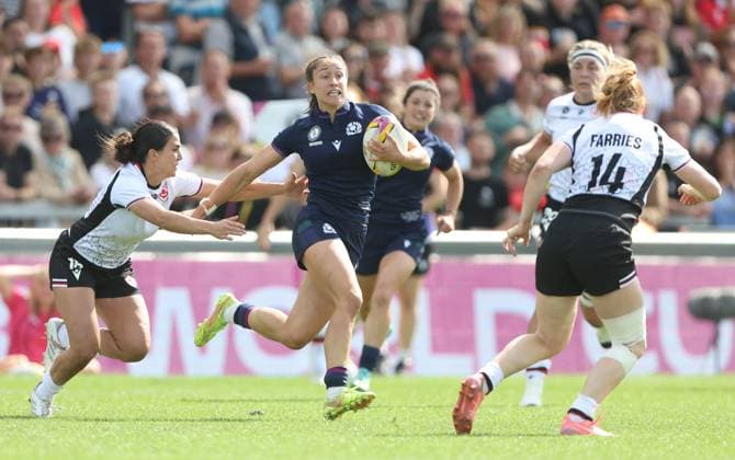 Rhona Lloyd of Scotland Canada v Scotland, Women s Rugby World Cup, Group B, Rugby Union, Sandy Park, Exeter, UK - 06 Sept 2025Exeter Sandy Park United Kingdom EDITORIAL USE ONLY No use with unauthorised audio, video, data, fixture lists, club league logos or live services. Online in-match use limited to 120 images, no video emulation. No use in betting, games or single club league player publications. Copyright: xKieranxMcManus Shutterstockx 15471114cm