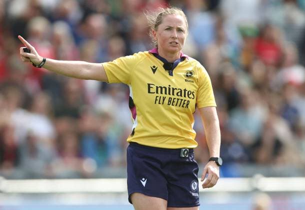 Referee Aimee Barrett-Theron Canada v Scotland, Women s Rugby World Cup, Group B, Rugby Union, Sandy Park, Exeter, UK - 06 Sept 2025Exeter Sandy Park United Kingdom EDITORIAL USE ONLY No use with unauthorised audio, video, data, fixture lists, club league logos or live services. Online in-match use limited to 120 images, no video emulation. No use in betting, games or single club league player publications. Copyright: xKieranxMcManus Shutterstockx 15471114cj