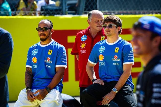 F1 - ITALIAN GRAND PRIX 2025 HAMILTON Lewis (gbr), Scuderia Ferrari SF-25, LECLERC Charles (mco), Scuderia Ferrari SF-25, VASSEUR Frà dà ric (fra), Team Principal & General Manager of the Scuderia Ferrari, portrait, during the 2025 Formula 1 Pirelli Grand Premio d™Italia, 2025 Italian Grand Prix, 16th round of the 2025 FIA Formula One World Championship, WM, Weltmeisterschaft from September 5 to 7, 2025 on the Autodromo Nazionale Monza, in Monza, Italy - MonzaItaly Copyright: xFLORENTxGOODENx