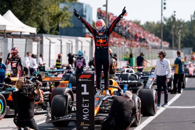 Max Verstappen Oracle Red Bull Racing, Netherlands, 01 , ITA, Formula 1 World Championship, Italian Grand Prix, Autodromo Nazionale Monza, Race Day, Podium, 2025 season, 07 09 2025 ITA, Formula 1 World Championship, Italian Grand Prix, Autodromo Nazionale Monza, Race Day, Podium, 2025 season, 07 09 2025 Monza Copyright: xEibner-Pressefoto MarcelxFischerx EP_MFI