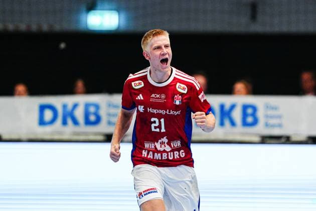 Goal celebration Frederik Bo Andersen Handball Sport Verein Hamburg, 21 GER, Handball Sport Verein Hamburg vs Rhein Neckar Loewen, Handball, 1 Bundesliga, Matchday 3, Season 2025 2026, 07 09 2025 GER, Handball Sport Verein Hamburg vs Rhein Neckar Loewen, Handball, 1 Bundesliga, Matchday 3, Season 2025 2026, 07 09 2025 Hamburg Copyright: xEibner-Pressefoto MarcelxvonxFehrnx EP_MFN