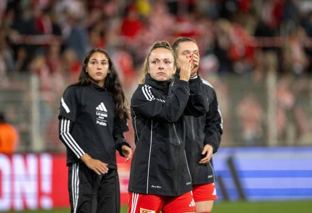 Soccer, Women, Season 2025 2026, Google Pixel Women Bundesliga 1 Matchday , 1 FC Union Berlin 1 FC Nürnberg, v, l Fatma Sakar 1 Women 1 FC Union , Lisa Heiseler 1 Women 1 FC Union , Disappointment after final whistle, 07 09 2025, Copyright: xMatthiasxKochx