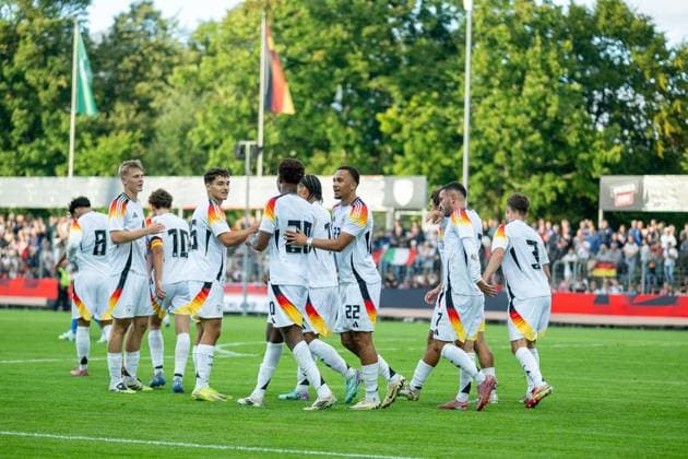 Goal for 1 0 by Laurin Ulrich Germany, 08 , GER, Germany vs Italy, Football, U20 Elite League, Matchday 2, Season 2025 2026, 09 09 2025, Eibner Pressefoto Sascha Walther GER, Germany vs Italy, Football, U20 Elite League, Matchday 2, Season 2025 2026, 09 09 2025 Reutlingen Copyright: xEibner-Pressefotox EP_SWA
