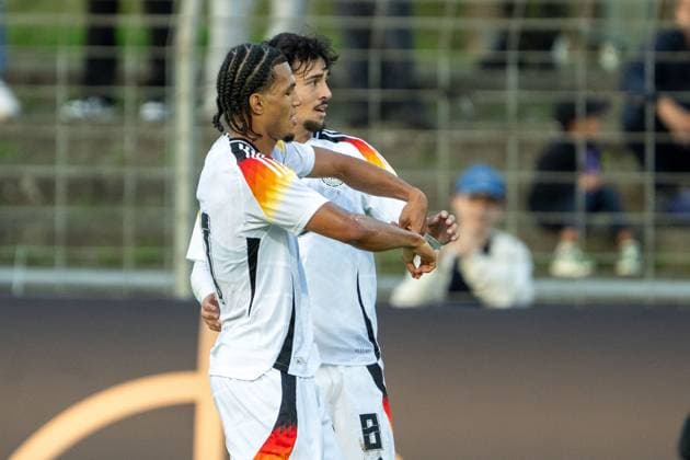 Goal for 2 0 by Brunner, Paris Germany U20, 11 , with Ulrich, Laurin Germany U20, 08 , GER, Germany vs. Italy, Football, U20 Elite League, Matchday 2, Season 2025 2026, 09 09 2025, Eibner Pressefoto Sascha Walther GER, Germany vs. Italy, Football, U20 Elite League, Matchday 2, Season 2025 2026, 09 09 2025 Reutlingen Copyright: xEibner-Pressefotox EP_SWA