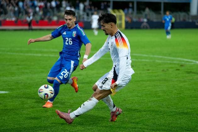 De Sant An Balbinot, Benjamin Emanuel Italy U20, 26 , Lubach, Rafael Germany U20, 06 , GER, Germany vs Italy, Football, U20 Elite League, Matchday 2, Season 2025 2026, 09 09 2025, Eibner Pressefoto Sascha Walther GER, Germany vs Italy, Football, U20 Elite League, Matchday 2, Season 2025 2026, 09 09 2025 Reutlingen Copyright: xEibner-Pressefotox EP_SWA