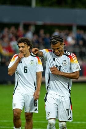 Goal to 5 0 by Brunner, Paris Germany U20, 11 , with Lubach, Rafael Germany U20, 06 , GER, Germany vs Italy, Football, U20 Elite League, Matchday 2, Season 2025 2026, 09 09 2025, Eibner Pressefoto Sascha Walther GER, Germany vs Italy, Football, U20 Elite League, Matchday 2, Season 2025 2026, 09 09 2025 Reutlingen Copyright: xEibner-Pressefotox EP_SWA