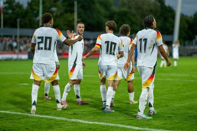 Goal for 5 0 by Brunner, Paris Germany U20, 11 , GER, Germany vs. Italy, Football, U20 Elite League, Matchday 2, Season 2025 2026, 09 09 2025, Eibner Pressefoto Sascha Walther GER, Germany vs. Italy, Football, U20 Elite League, Matchday 2, Season 2025 2026, 09 09 2025 Reutlingen Copyright: xEibner-Pressefotox EP_SWA