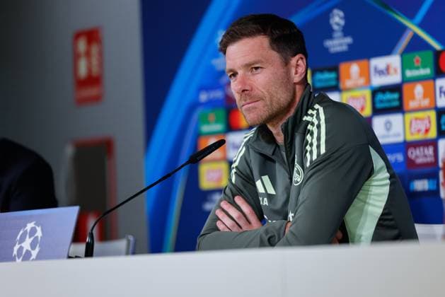 September 15, 2025, Valdebebas, Madrid, Spain: Xabi Alonso, head coach of Real Madrid, attends a press conference, PK, Pressekonferenz during a training session and press conference ahead of their UEFA Champions League 2025 26 match against Olympique de Marseille at Ciudad Deportiva Real Madrid on September 15, 2025, in Valdebebas, Madrid, Spain. Valdebebas Spain - ZUMAa181 20250915_zaa_a181_048 Copyright: xDennisxAgyemanx