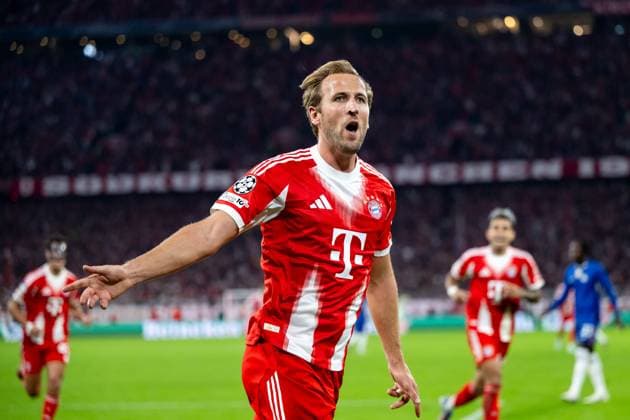 Harry Kane FC Bayern Muenchen, 09 celebrates the goal for 3 1, GER, FC Bayern Muenchen vs Chelsea FC, Football, UEFA Champions League, League phase, Matchday 1, 2025 2026 season, 17 09 2025 GER, FC Bayern Muenchen vs Chelsea FC, Football, UEFA Champions League, League phase, Matchday 1, 2025 2026 season, 17 09 2025 Muenchen Copyright: xEibner-Pressefoto Memmlerx EP_MMR