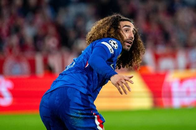 Marc Cucurella Chelsea FC, 03 gestures, GER, FC Bayern Muenchen vs Chelsea FC, Football, UEFA Champions League, League Phase, Matchday 1, 2025 2026 Season, 17 09 2025 GER, FC Bayern Muenchen vs Chelsea FC, Football, UEFA Champions League, League Phase, Matchday 1, 2025 2026 Season, 17 09 2025 Muenchen Copyright: xEibner-Pressefoto Memmlerx EP_MMR