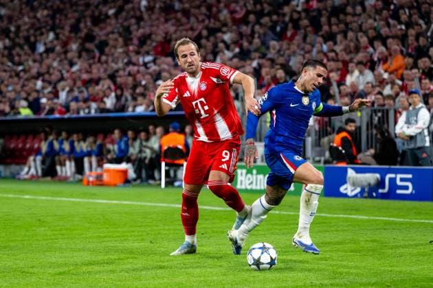 Harry Kane FC Bayern Muenchen, 09 in duel with Enzo Fernandez FC Chelsea, 08 , GER, FC Bayern Muenchen vs FC Chelsea FC, Football, UEFA Champions League, League Phase, Matchday 1, Season 2025 2026, 17 09 2025 GER, FC Bayern Muenchen vs FC Chelsea FC, Football, UEFA Champions League, League Phase, Matchday 1, Season 2025 2026, 17 09 2025 Muenchen Copyright: xEibner-Pressefoto Memmlerx EP_MMR