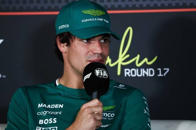 F1 - AZERBAIJAN GRAND PRIX 2025 STROLL Lance (can), Aston Martin F1 Team AMR25, portrait press conference, PK, Pressekonferenz during the 2025 Formula 1 Qatar Airways Azerbaijan Grand Prix, 17th round of the 2025 FIA Formula One World Championship, WM, Weltmeisterschaft from September 19 to 21, 2025 on the Baku City Circuit, in Baku, Azerbaijan - BakuAzerbaijan Copyright: xEricxAlonsox
