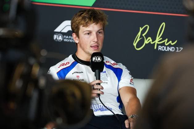 F1 - AZERBAIJAN GRAND PRIX 2025 LAWSON Liam (nzl), Visa Cash App RB F1 Team VCARB02, portrait press conference, PK, Pressekonferenz during the 2025 Formula 1 Qatar Airways Azerbaijan Grand Prix, 17th round of the 2025 FIA Formula One World Championship, WM, Weltmeisterschaft from September 19 to 21, 2025 on the Baku City Circuit, in Baku, Azerbaijan - BakuAzerbaijan Copyright: xEricxAlonsox