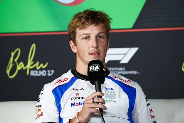 F1 - AZERBAIJAN GRAND PRIX 2025 LAWSON Liam (nzl), Visa Cash App RB F1 Team VCARB02, portrait press conference, PK, Pressekonferenz during the 2025 Formula 1 Qatar Airways Azerbaijan Grand Prix, 17th round of the 2025 FIA Formula One World Championship, WM, Weltmeisterschaft from September 19 to 21, 2025 on the Baku City Circuit, in Baku, Azerbaijan - BakuAzerbaijan Copyright: xEricxAlonsox