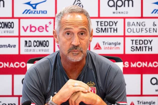 AS Monaco Football Club press conference, PK, Pressekonferenz - La Turbie Adi Hutter, coach of AS Monaco Football Club, is seen during the pre-match press conference ahead of AS Monaco s game against FC Metz on Sunday, September 21, for the fifth day of Ligue 1 McDonald s, at the AS Monaco training center in La Turbie, France, on September 20, 2025. Photo by Laurent Coust ABACAPRESS.COM La Turbie France Copyright: xCoustxLaurent ABACAx