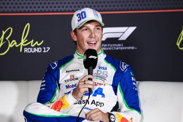 F1 - AZERBAIJAN GRAND PRIX 2025 LAWSON Liam (nzl), Visa Cash App RB F1 Team VCARB02, portrait press conference, PK, Pressekonferenz during the 2025 Formula 1 Qatar Airways Azerbaijan Grand Prix, 17th round of the 2025 FIA Formula One World Championship, WM, Weltmeisterschaft from September 19 to 21, 2025 on the Baku City Circuit, in Baku, Azerbaijan - BakuAzerbaijan Copyright: xEricxAlonsox
