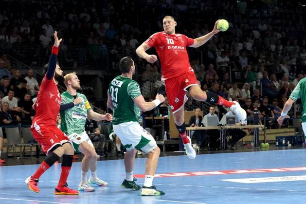 DEU, DHB, 1 HBL, Fuechse Berlin vs Melsungen, 21 09 2025, Max Schmeling Halle, Berlin, DEU, DHB, 1 HBL, Fuechse Berlin vs Melsungen, pictured Mijajlo Marsenic Fuechse Berlin 93 , Matthes Langhoff Fuechse Berlin 25 , Dainis Kristopans MT Melsungen 10 nordphotoxGmbHx xEngler nph00076