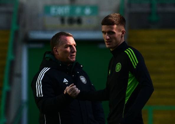 Brendan Rodgers, manager of Celtic with Johnny Kenny of Celtic training ahead of the UEFA Europa League match, round 1 of 8 between Crvena zvezda and Celtic FC at Celtic Park, on 23rd September 2025 in Glasgow, Scotland. (Picture by Mark Runnacles) Celtic Training Session and press conference, PK, Pressekonferenz UEFA Europa League, Football, Scotland, UK - 23 Sep 2025Belgrade Rajko Mitic Stadium Serbia EDITORIAL USE ONLY No use with unauthorised audio, video, data, fixture lists, club league logos or live services. Online in-match use limited to 120 images, no video emulation. No use in betting, games or single club league player publications. Copyright: xMarkxRunnacles Shutterstockx 15499179ai