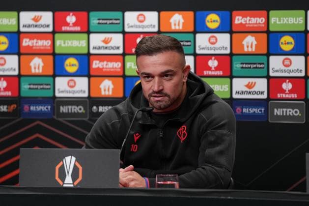 Xherdan Shaqiri FC Basel, 10 , FC Basel press conference ahead of the first Europa League match in the league phase, Press conference, Germany, Football, UEFA Europa League, Matchday 1, 2025 2026, SC Freiburg vs FC Basel, 23 09 2025, FC Basel press conference ahead of the first Europa League match in the league phase, Press conference, Switzerland, Europa Park Stadion, Freiburg, Germany Freiburg Europa Park Stadion Baden Württemberg Germany Copyright: xArnexAmbergx