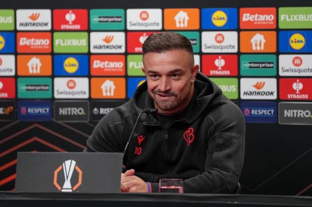 Xherdan Shaqiri FC Basel, 10 , FC Basel press conference ahead of the first Europa League match in the league phase, Press conference, Germany, Football, UEFA Europa League, Matchday 1, 2025 2026, SC Freiburg vs FC Basel, 23 09 2025, FC Basel press conference ahead of the first Europa League match in the league phase, Press conference, Switzerland, Europa Park Stadion, Freiburg, Germany Freiburg Europa Park Stadion Baden Württemberg Germany Copyright: xArnexAmbergx