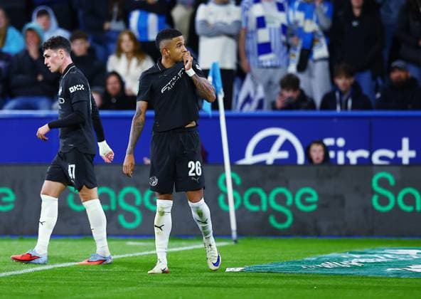 Savinho of Manchester City celebrates scoring a goal to make it 0-2 Huddersfield Town v Manchester City, EFL Carabao Cup, Third Round, Football, Accu Stadium, Huddersfield, UK - 24 Sep 2025Huddersfield Accu Stadium United Kingdom EDITORIAL USE ONLY No use with unauthorised audio, video, data, fixture lists, club league logos or live services. Online in-match use limited to 120 images, no video emulation. No use in betting, games or single club league player publications. Copyright: xMattxWest Shutterstockx 15498595cx