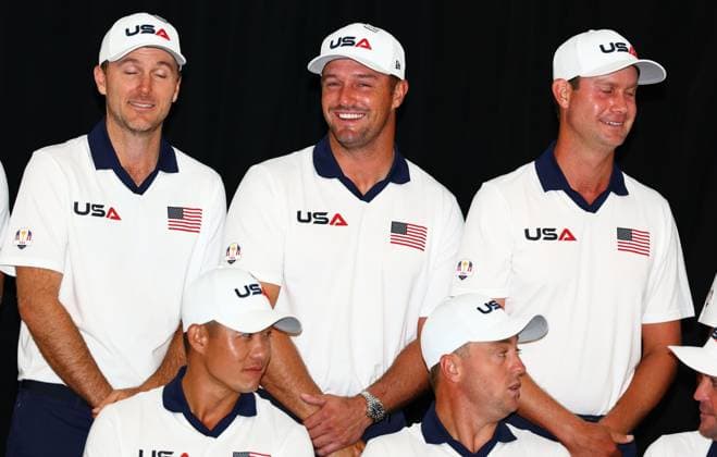 Bryson DeChambeau of Team USA during the USA team photo. 2025 Ryder Cup, Thursday Practice, Golf, Bethpage Black Golf Course, New York, USA - 25 Sep 2025New York Bethpage Black Golf Course New York (NY) United States of America EDITORIAL USE ONLY No use with unauthorised audio, video, data, fixture lists, club league logos or live services. Online in-match use limited to 120 images, no video emulation. No use in betting, games or single club league player publications. Copyright: xJamesxMarsh Shutterstockx 15500195ar