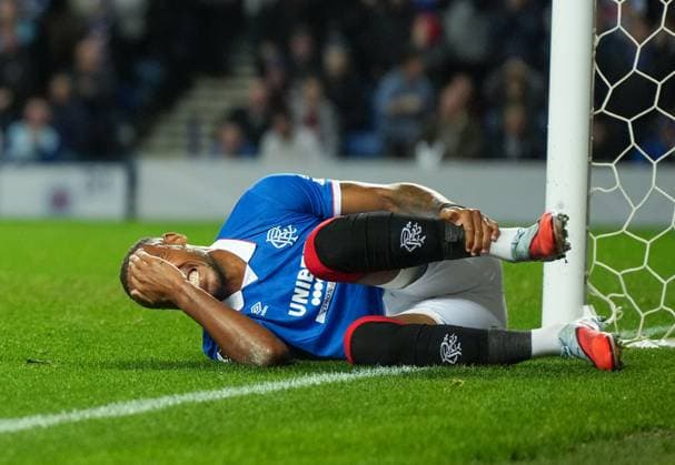 Derek Cornelius of Rangers holds his leg after a challenge for the ball with Joris Kayembe of Genk Rangers v Genk, UEFA Europa League, Football, Ibrox Stadium, Glasgow, Scotland, UK - 25 Sep 2025Glasgow Ibrox Stadium Scotland United Kingdom EDITORIAL USE ONLY No use with unauthorised audio, video, data, fixture lists, club league logos or live services. Online in-match use limited to 120 images, no video emulation. No use in betting, games or single club league player publications. Copyright: xStuartxWallace Shutterstockx 15498613u