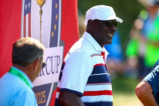 Michael Jordan watching the action 2025 Ryder Cup, Day One, Afternoon Four-Balls, Golf, Bethpage Black Golf Course, New York, USA - 26 Sep 2025New York Bethpage Black Golf Course New York (NY) United States of America EDITORIAL USE ONLY No use with unauthorised audio, video, data, fixture lists, club league logos or live services. Online in-match use limited to 120 images, no video emulation. No use in betting, games or single club league player publications. Copyright: xJamesxMarsh Shutterstockx 15500200cp