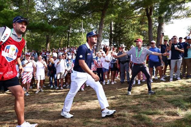 Bryson DeChambeau of Team USA at the thirteenth 2025 Ryder Cup, Day Two, Morning Foursomes, Golf, Bethpage Black Golf Course, New York, USA - 27 Sep 2025New York Bethpage Black Golf Course New York (NY) United States of America EDITORIAL USE ONLY No use with unauthorised audio, video, data, fixture lists, club league logos or live services. Online in-match use limited to 120 images, no video emulation. No use in betting, games or single club league player publications. Copyright: xJamesxMarsh Shutterstockx 15500201bv