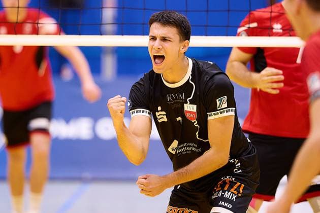 Joy, jubilation, clenched fist Milan Kvrzic TV Rottenburg, 07 GER, TuS Kriftel vs TV Rottenburg,Volleyball, 2 Bundesliga Sued, Matchday 3, Season 2025 2026, 27 09 2025 GER, TuS Kriftel vs TV Rottenburg,Volleyball, 2 Bundesliga Sued, Matchday 3, Season 2025 2026, 27 09 2025 Kriftel Copyright: xEibner-Pressefoto GeraldxOelze-dexStoppanyx EP_ODS