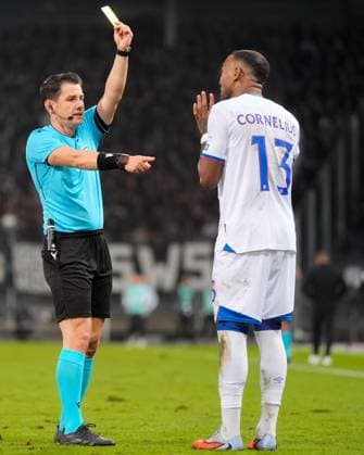 Derek Cornelius of Rangers receives a yellow card from referee Halil Umut Meler Sturm Graz v Rangers, UEFA Europa League, Group Stage, Football, Merkur Arena, Graz, Austria - 02 Oct 2025Graz Merkur Arena Austria EDITORIAL USE ONLY No use with unauthorised audio, video, data, fixture lists, club league logos or live services. Online in-match use limited to 120 images, no video emulation. No use in betting, games or single club league player publications. Copyright: xChristianxHofer Shutterstockx 15504056cn