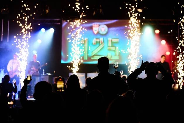 06 10 2025 07 102025, 125 years KSV Holstein, anniversary celebration, birthday, soccer and other sports, season 2025 2026, Holstein Kiel 125 years Holstein Kiel, celebration, zero oclock, fireworks Kiel, Hebbel School Holstein Stadium Schleswig Holstein Germany