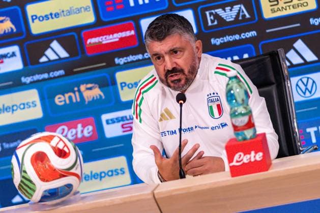 Gennaro Gattuso, Italy s coach, in press conference, PK, Pressekonferenz during the national team, Nationalteam gathering in Coverciano during Press conference of Italy s coach Gennaro Gattuso, FIFA World Cup, WM, Weltmeisterschaft, Fussball match in Florence, Italy, October 07 2025 Copyright: xSaraxEsposito IPAxSportx xipa-agency.netx xx IPA_66272691 IPA_Agency_IPA66272691